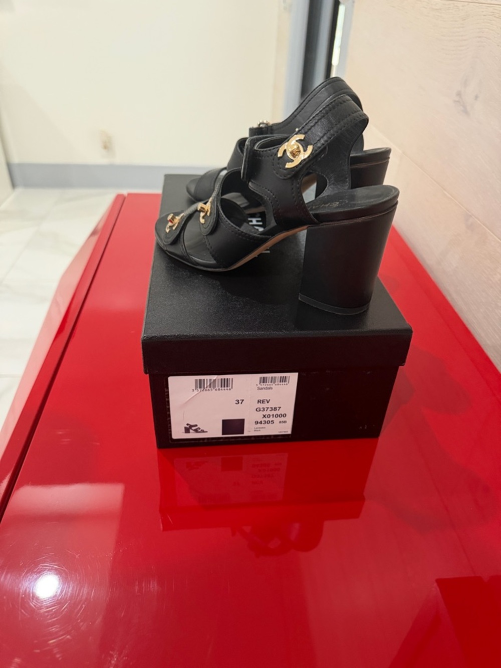 CHANEL Black Leather Multi-Strap Sandals with Gold CC Hardware - Picture 3 of 3